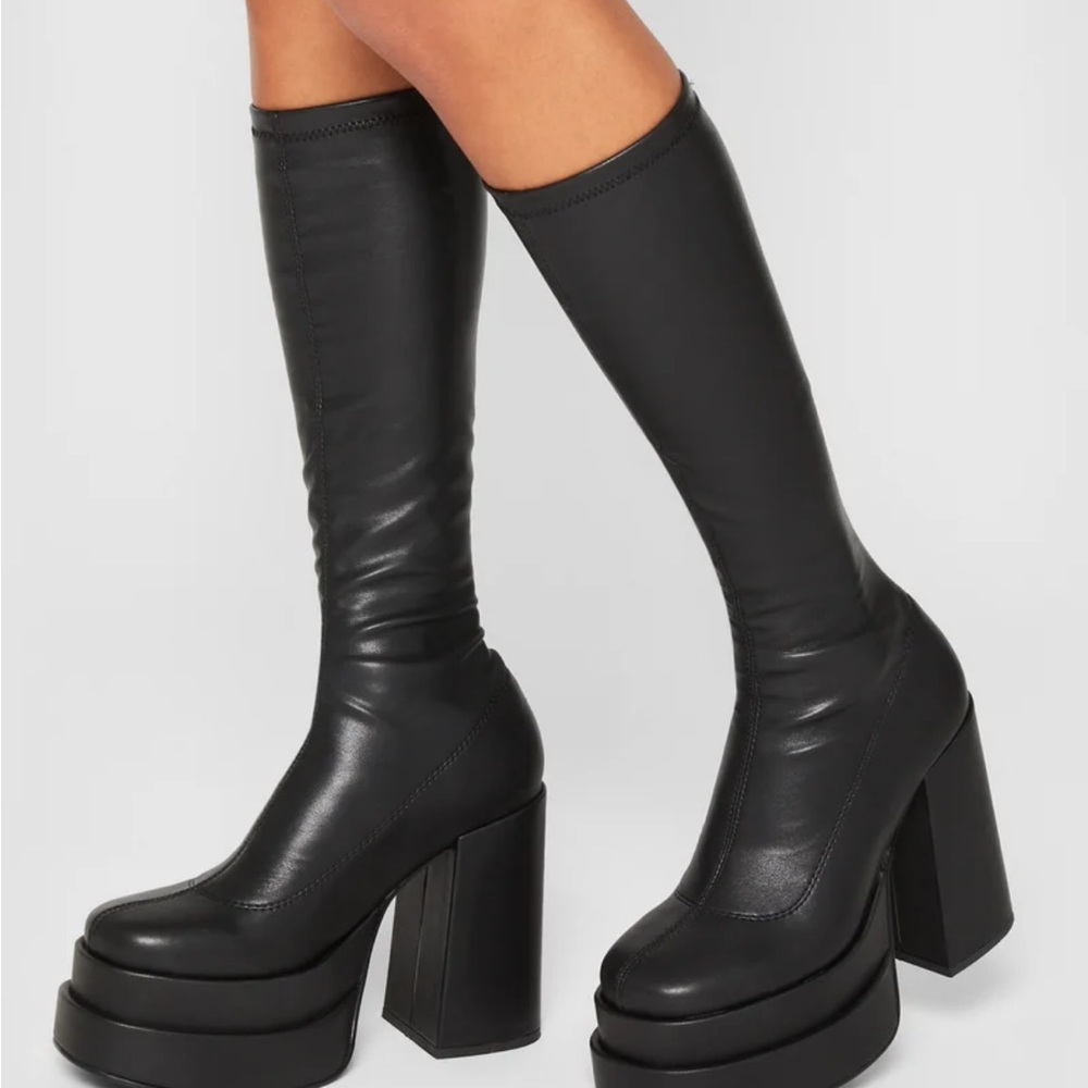 Black Platform Knee-High Boots